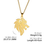 My Shape Lion King Crown Pendent Necklaces for Men Boys Stainless Steel Punk Animal Wolf Charms Choker Chains Hip Hop