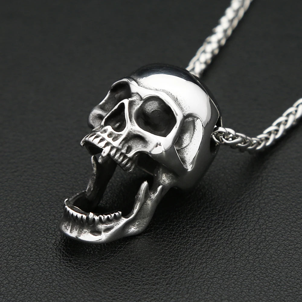 Gothic Skull Bottle Opener Pendant Necklace — Stainless