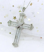 14K White Gold Lab Diamond Cross Pendant Party Wedding Pendants Necklace for Women Men Anniversary Jewelry Gift