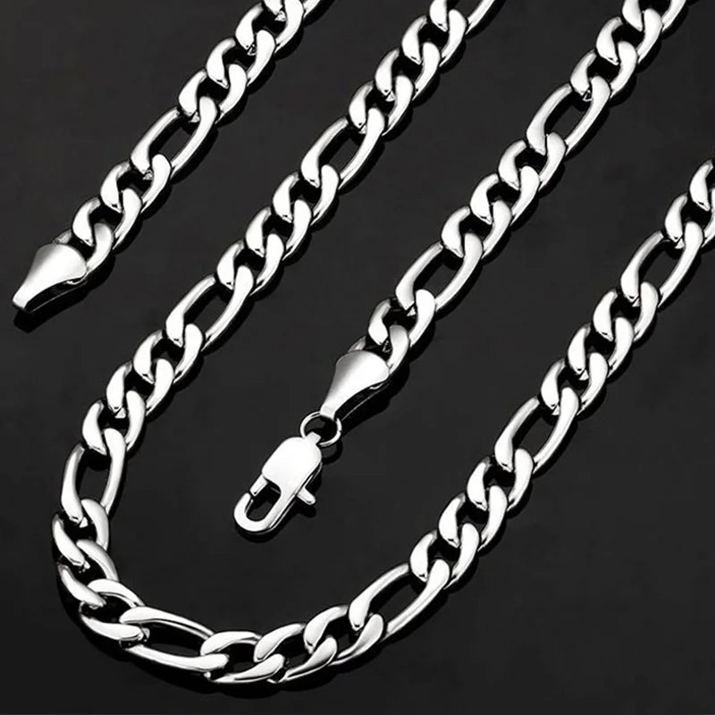 925 Sterling Silver 40-75cm Figaro Chain Necklace Men Women Fashion Simple Chain Wedding Christmas Gift Jewelry