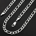 925 Sterling Silver 40-75cm Figaro Chain Necklace Men Women Fashion Simple Chain Wedding Christmas Gift Jewelry