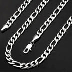 925 Sterling Silver 40-75cm Figaro Chain Necklace Men Women Fashion Simple Chain Wedding Christmas Gift Jewelry