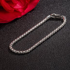925 Sterling Silver Bracelet Men Women Teens Girls 3MM Square Round Box Chain 6.3"-" 9" inch Bangle Unisex Jewelry Gift