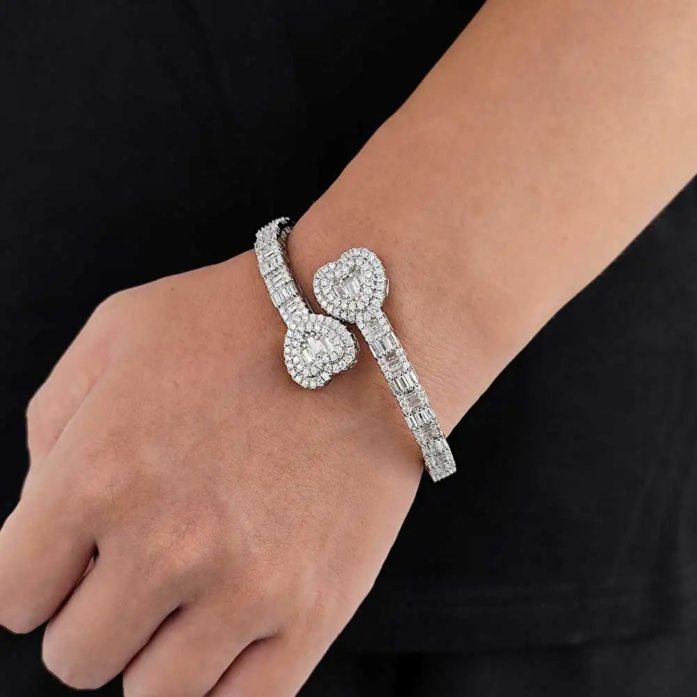 18K Gold Iced Out Heart Bracelet