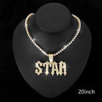 Iced Out Star Pendant Necklace with Cuban Chain