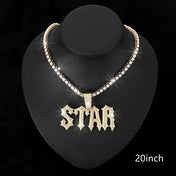 Iced Out Star Pendant Necklace with Cuban Chain