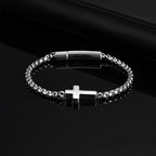 Cross Ball Chain Link Bracelet — Stainless Steel
