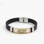 Jesus Cross Silicone Bracelet — Stainless Steel