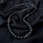 Black Onyx & Volcanic Stone Beaded Necklace for Men