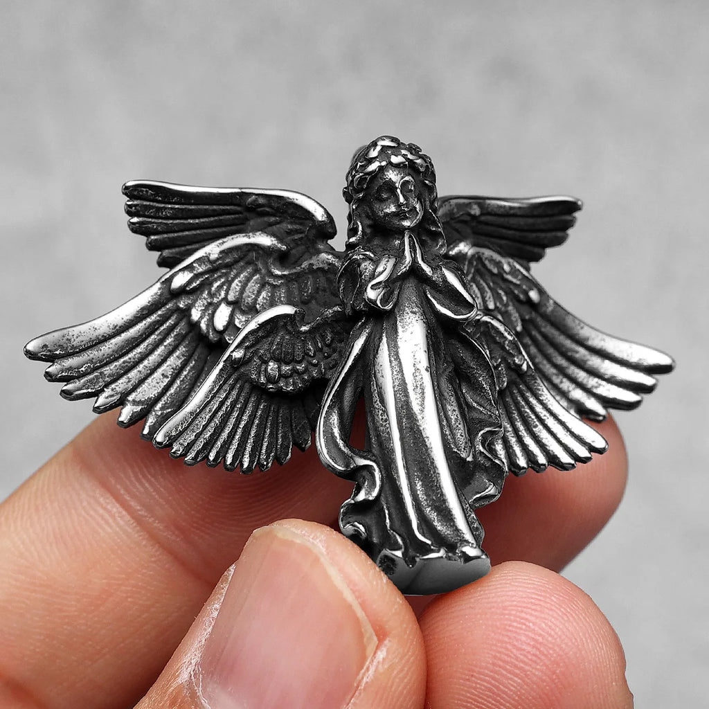 Angel Wing Pendant Necklace — Stainless Steel