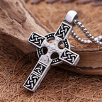 Fashion Vintage Stainless Steel Cross Pendant Necklace For Men Nordic Viking Celtic Knot Necklaces Amulet Jewelry Gift