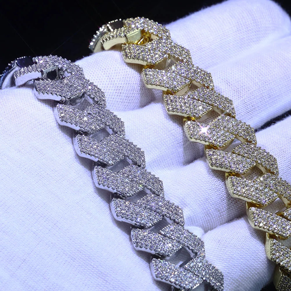 Rose Gold Cuban Bracelet Iced Out 15MM 4-Row