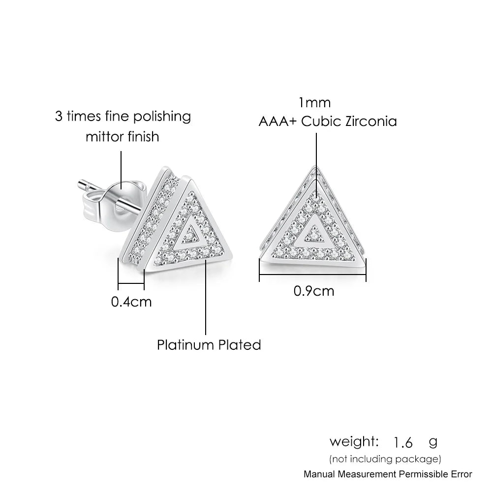 Iced Out Triangle Stud Earrings — Stainless