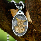 NEW Men's 316L stainless-steel Patron Saint Of Time Travelers Archangel Michael round Pendant Chain Necklace jewelry