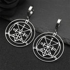 Baphomet Steel Earrings Sigeal Sigil Lucifer Satan