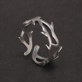 925 Sterling Silver Gothic Thorn Couple Rings for Women Men Punk Retro Cool Spiky Finger Ring Adjustable Hip-hop Y2k