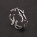 925 Sterling Silver Gothic Thorn Couple Rings for Women Men Punk Retro Cool Spiky Finger Ring Adjustable Hip-hop Y2k