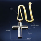 Catholic Open Cross Rhinestone Pendant Necklace — Stainless Steel