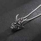 Japanese Hannya Mask Horn Men Necklaces Pendants Stainless Steel Chain Punk for Boyfriend Male Jewelry Creativity Gift Wholesale