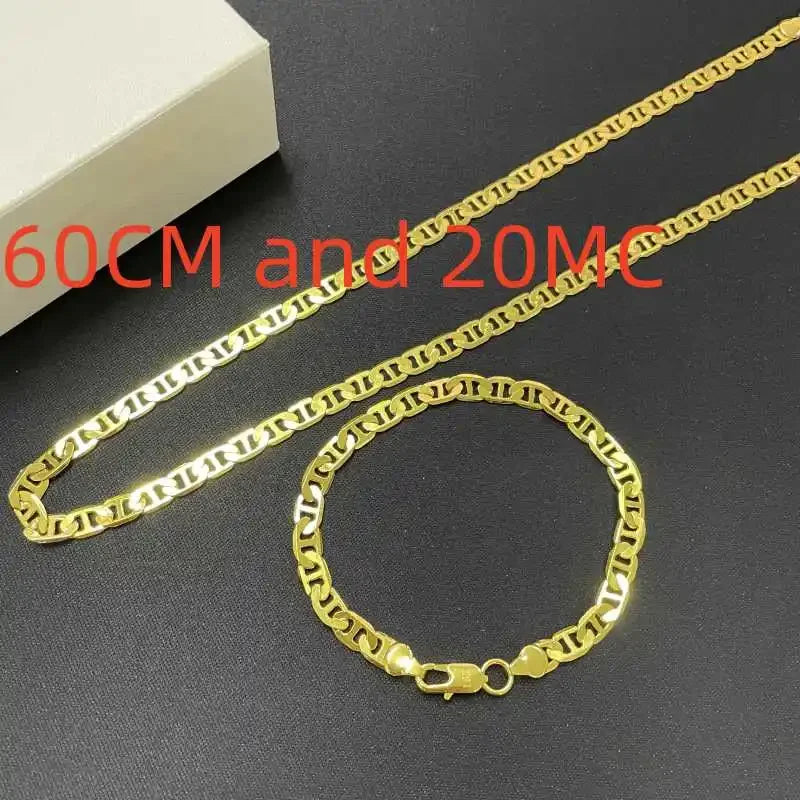 Mariner Chain Necklace Bracelet Set — Gold-Tone & Silver-Tone 6MM