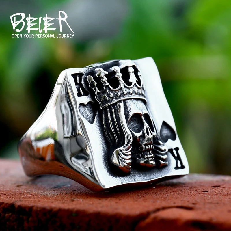 Spade K Skull Ring — Stainless Steel Punk