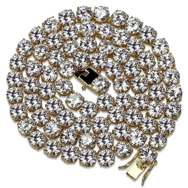 Iced Out Tennis Link Chain Necklace 10mm — Copper Alloy