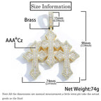 High Quality 3Inch Mens Hip Hop Cross Pendant New Release Iced out Triple Cross with Stone Charm Necklace Made Brass