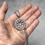 Viking Compass Stainless Steel Pendant Necklace