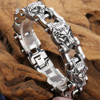 Gothic Skull Lion Head Charm Bracelet for Man 13/18MM Stainless Steel Hand Chain Mens Motorcycle Bike Chain Bracelets