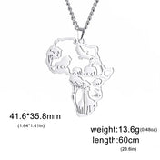 Africa Map Animals Pendant — Stainless Steel