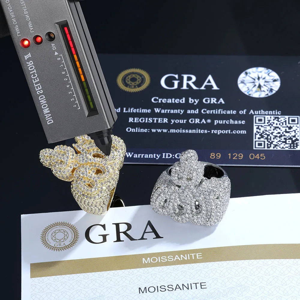 925 Silver VVS Moissanite Ring Iced Out