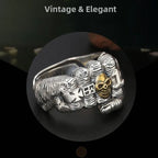 New Fashionable Skull Ring for Men Retro Thai Silver Punch Hand Ring Trendy Index Finger Ring Bold Statement Jewelry