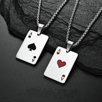 Lucky Ace Playing Card Suit Pendant Necklace — Stainless Steel