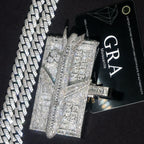 Iced Out Airplane Pendant Necklace — Micro Pave