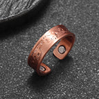 Flower Shape Magnetic Ring Copper Adjustable Open Cuff Ring Men and Women Magnet Healthy Energy Ring for Arthritis Pain Relief