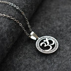 Iced Out OM Pendant Necklace — Stainless Steel