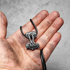 Viking Thor Hammer Pendant Men Yggdrasil Tree of Life Necklace Retro Stainless Steel Nordic Chain Rock Rap for Male