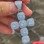 Iced Out Tennis Cross Pendant Necklace