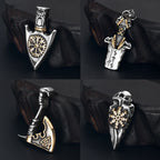 Norse Viking Rune Round Pendant Necklace — Stainless Steel