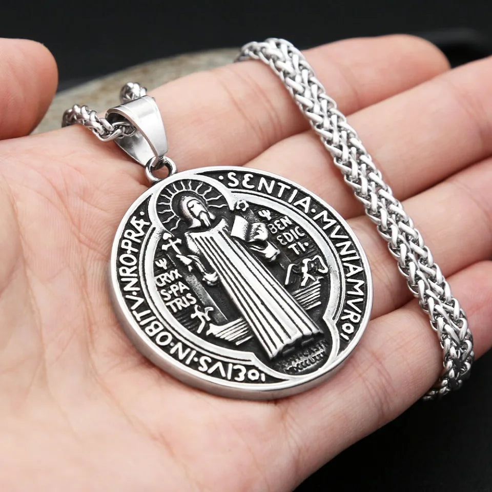 Saint Benedict Steel Pendant Vintage 316L Exorcism