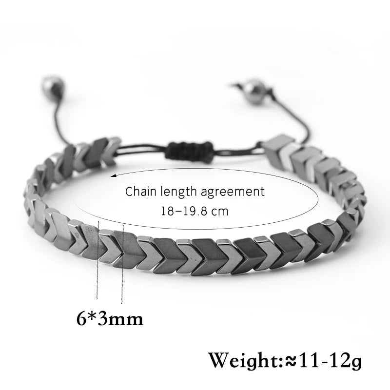 Hematite Arrow Shape Stone Beads Bracelets Weight Bangle for Women Men Fashion Health Care Unisex Jewelry