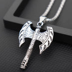 New Men's Double Axe Amulet Necklace Fashion Pendant Jewelry Personality Hip Hop Popular Accessories Small Gift