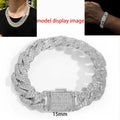 925 Silver Cuban Chain Necklace Iced Out 10-20MM