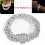 925 Silver Cuban Chain Necklace Iced Out 10-20MM
