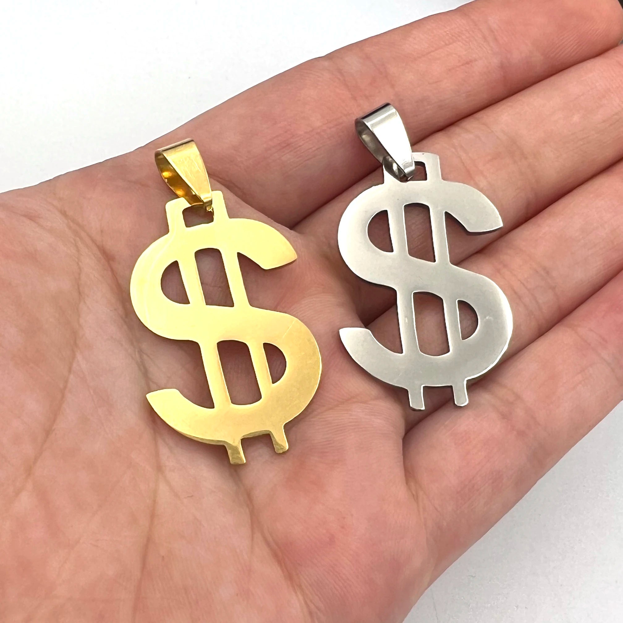 1pc Stainless Steel Dollar Sign Charm Pendant Unisex DIY Jewelry Gift for Men And Women