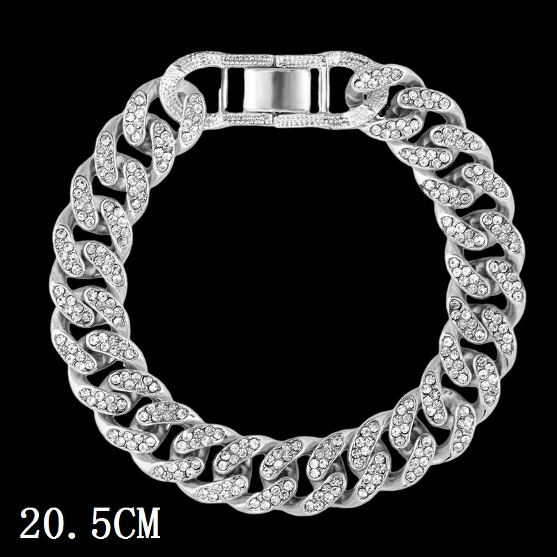 Hip Hop Full Crystal Heart Tennis Chain Bracelets for Men Women Bling Square Rhinestone Cuban Link Chain Bracelet Luxury Jewelry
