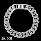 Hip Hop Full Crystal Heart Tennis Chain Bracelets for Men Women Bling Square Rhinestone Cuban Link Chain Bracelet Luxury Jewelry