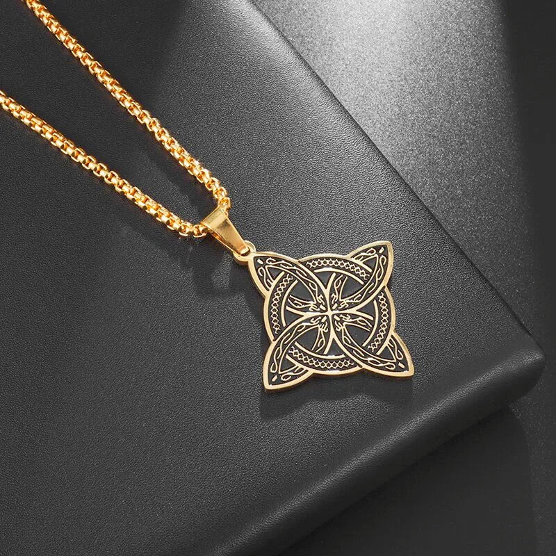 Celtic Witch Knot Pendant Necklace — Steel