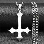 Cross Silver Choker Chain Necklace — Stainless Steel