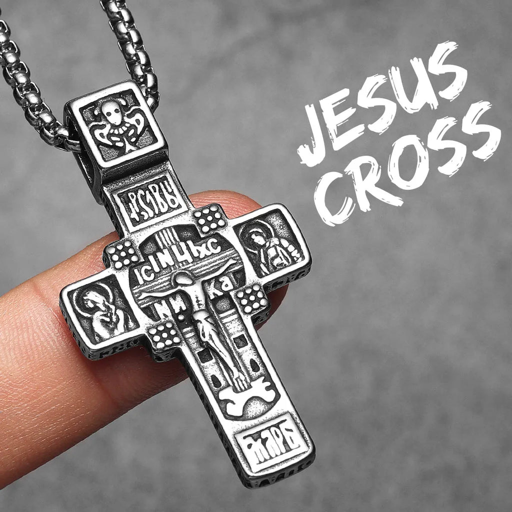 Jesus Cross Pendant Necklace — Stainless Steel